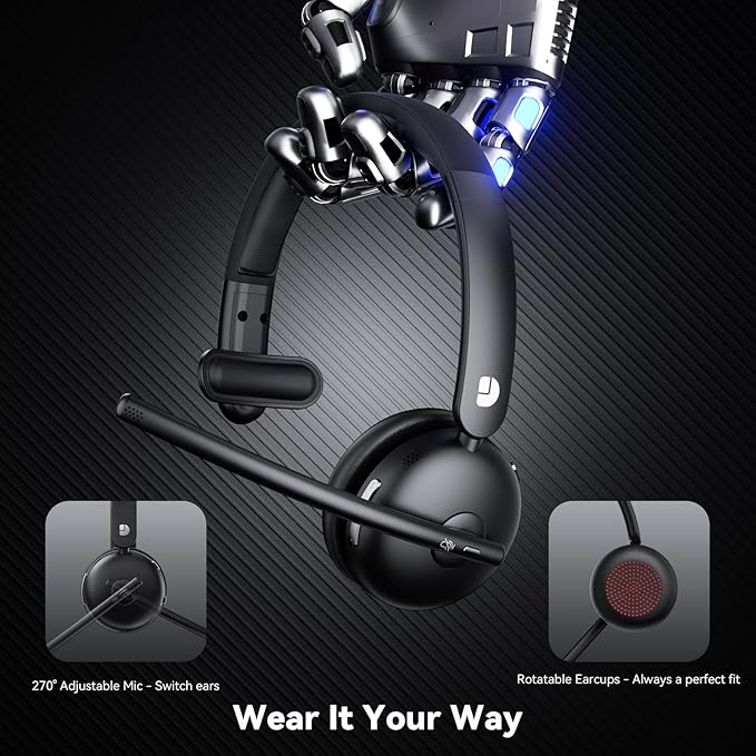 Wireless Headset with Mic for Work, Wireless Headset with Microphone, Smart - Image 7