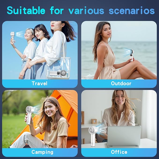 Handheld Turbo Fan with Ice Cooler, Rechargeable Personal Fans, 1-199 - Image 6
