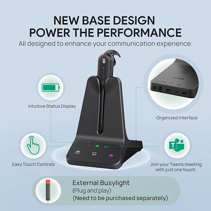 Yealink DECT Wireless Headset WH63 E2 UC, Zoom Teams Certified, Single Ear - Image 7