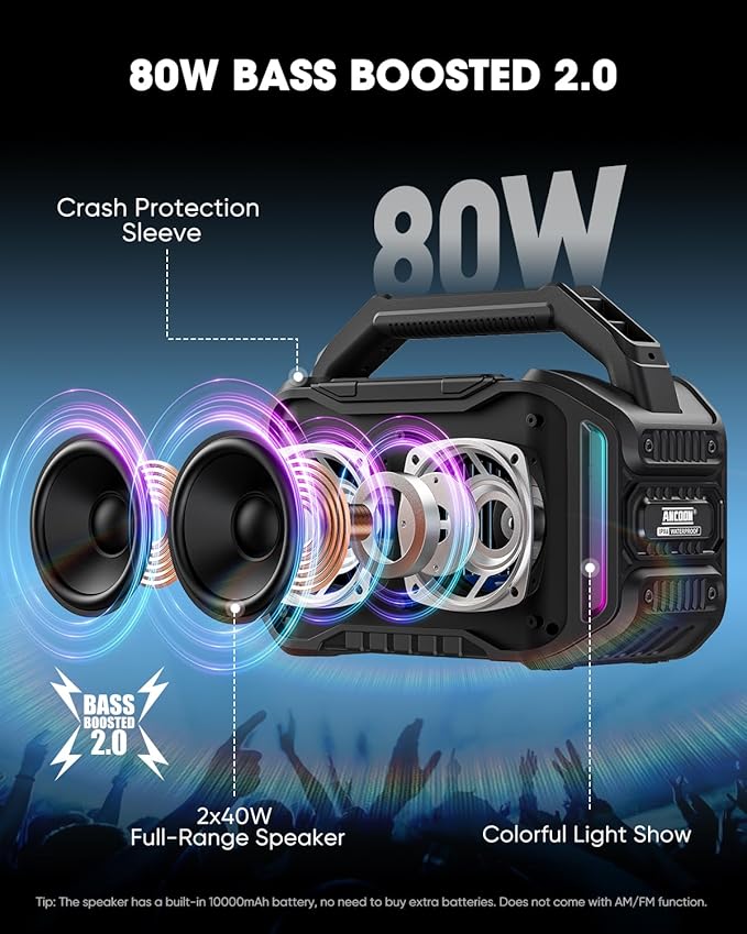 Speakers Bluetooth Wireless: 80W Loud Speaker - Image 2