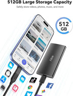 Aiibe 500GB External Solid State Drive USB C Portable SSD USB 3.2 Gen 2 - Image 4