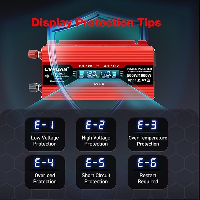 LVYUAN 500W Car Power Inverter 12V to 110V DC to AC - Image 5