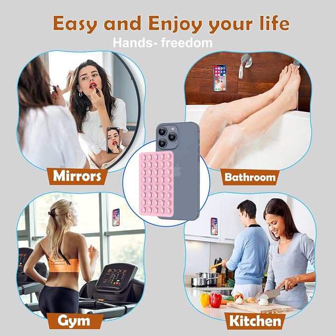 2PACK Silicone Double Sided Suction Phone Case Mount, Detachable Hands Free & - Image 8