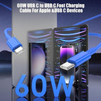 3-Pack Blue 60W USB C to USB C Cable, Type C Fast Charging Cable - Image 3