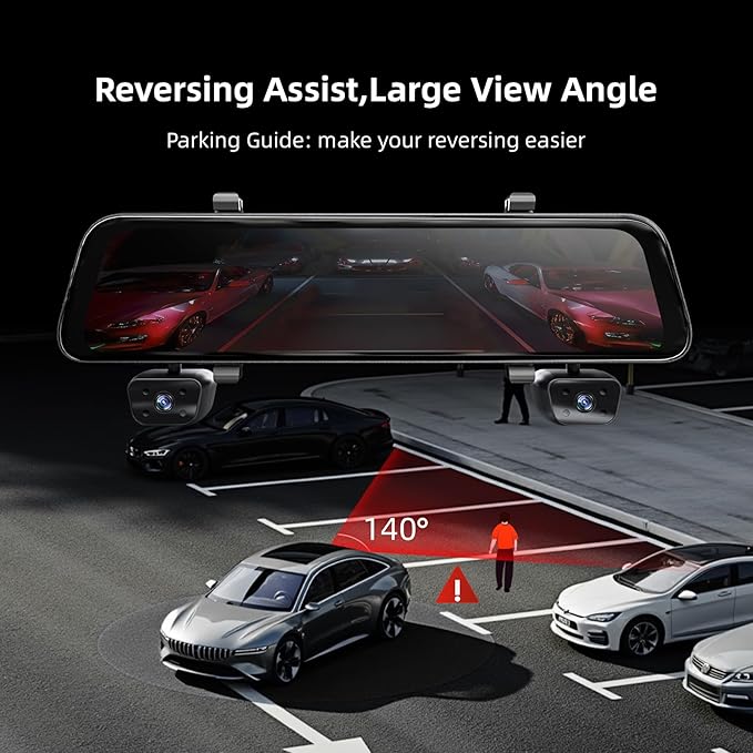2025 Rear View Mirror Camera, 4 Channel Mirror Dash Cam Front and Rear Inside - Image 2