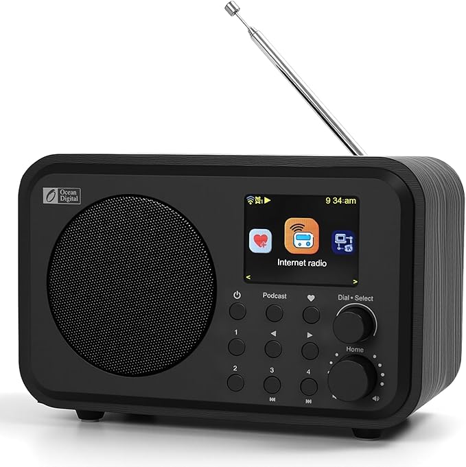 Ocean Digital WR-336M Wi-Fi Internet FM Radio, 2.4” Color Display, USB Playback by OceanDigital