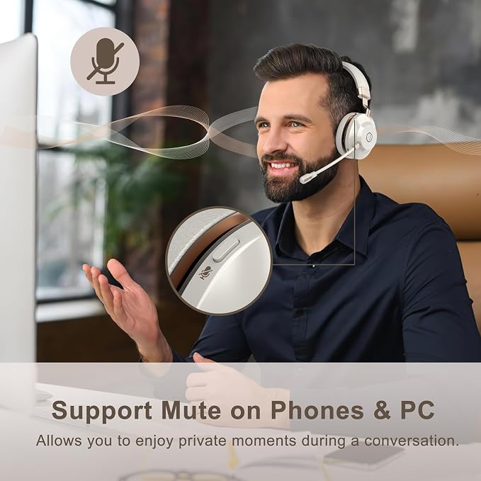 Wireless Headset, AI Noise Canceling Mic & USB Dongle, 45 Hrs Working Time V5.3 - Image 7