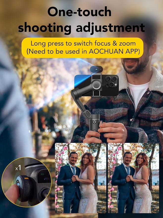 Gimbal Stabilizer for Smartphone, NO APP Tracking, 20CM Extension Rod, Face & - Image 4