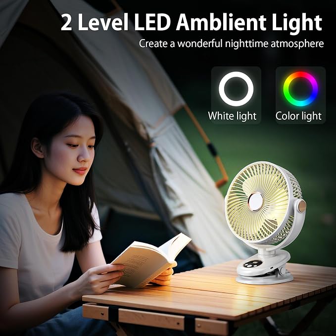 iNeibo 10000mAh Portable Clip on Fan, 90° Oscillating Fan, 8 Inch Rechargeable - Image 6