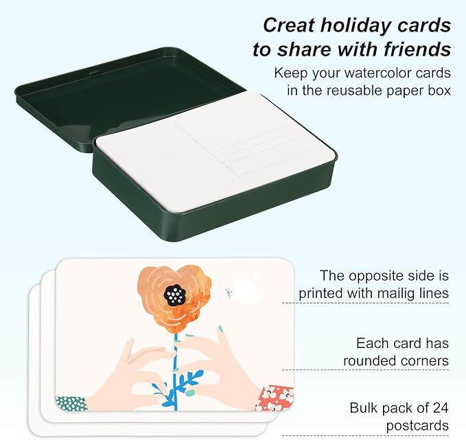 PATIKIL 24 Sheets Watercolor Postcards, 4x6 Blank Watercolor Paper Post Cards - Image 2