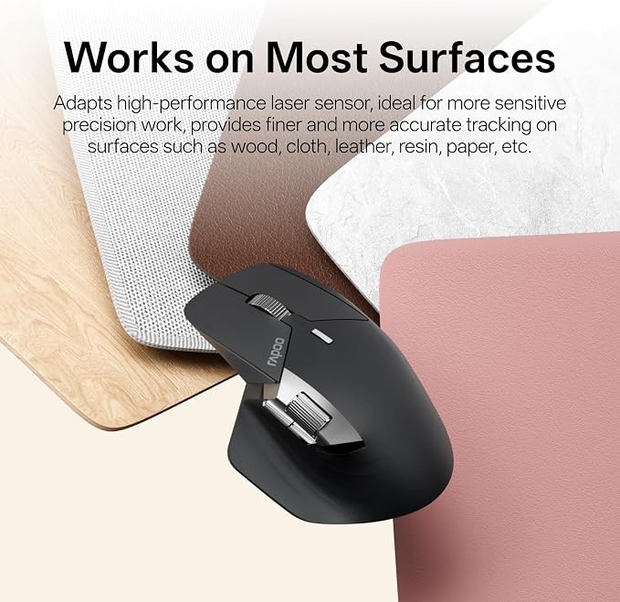 Rapoo MT760 PRO Wireless Mouse, NearLink + Bluetooth 5.0 Multi-Device, 12K DPI - Image 8