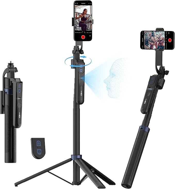 70” Auto Face Tracking Tripod, Extendable 360° Rotation Phone Tripod by USKEYVISION