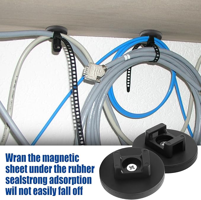20Pcs Strong Magnetic Cable Zip Tie Base, Heavy Duty Wire Cable Holder - Image 5