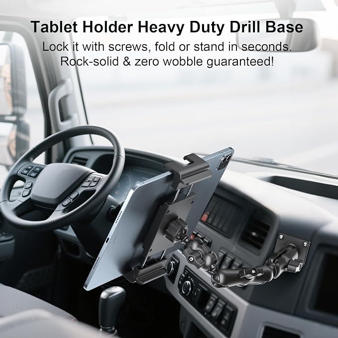 PLDHPRO Tablet Holder for Car Dashboard Heavy Duty Drill Base 360° Adjustable - Image 2