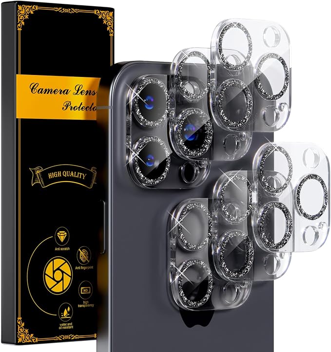 beuxece for 6 Pack iPhone 15 Pro/iPhone 15 Pro Max Camera Lens Protector 9H by Beuxece