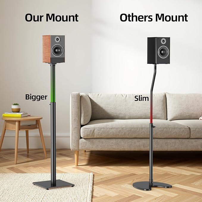 USX MOUNT Bookshelf Speaker Stands Pair, Height Adjustable Extends 32-42 inch - Image 4