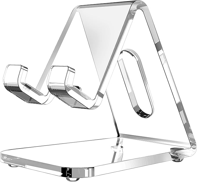 CreaDream Acrylic Cell Phone Stand, 5mm Thicker Clear Cell Phone Holder by CELLPHONESTAND