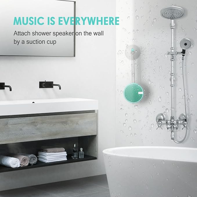 INSMY C12 IPX7 Waterproof Shower Bluetooth Speaker, Portable Small Speaker - Image 5