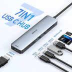 USB C Hub HDMI Adapter for MacBook Pro/Air, MOKiN 7 in 1 USB C Dongle - Image 2