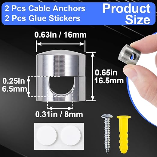 2 Sets Charger Holders for Cords, Adhesive Metal Cord Clips, Cable Management - Image 2