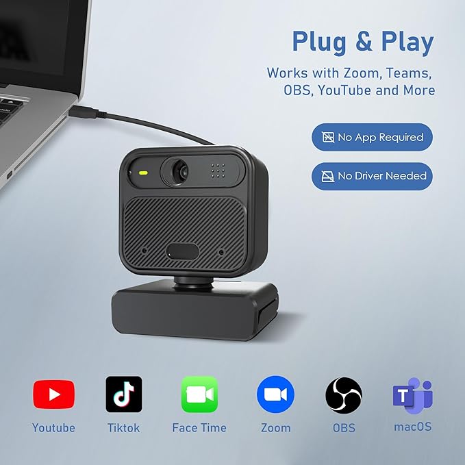 4K Webcam with 2 Microphone, Wide Angle PC Cameras with Mirror & Flip Funtion - Image 8