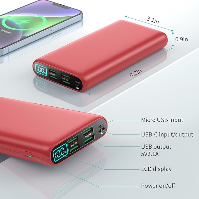 Portable Charger 38800mAh, LCD Display Power Bank, 5 USB Outputs Battery Pack - Image 5