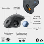 Logitech Ergo M575S Wireless Trackball Mouse, Wireless Ergonomic Mouse - Image 6