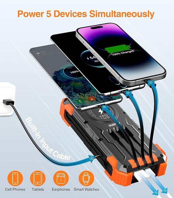 Solar Charger Power Bank, 800mAh Wireless Portable Charger - Image 2