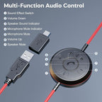 MAIRDI USB Headset with Microphone, Wired PC Headset, USB-A & USB-C Computer - Image 3