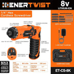 ENERTWIST 8V Cordless Electric Screwdriver, 21+1 Cluth, Dual Position Handle - Image 2