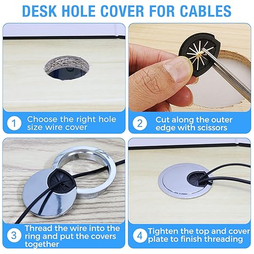 Desk Grommet 2-3/8", Desk Cord Hole Cover, Cable Grommet Metal Zinc Alloy - Image 4