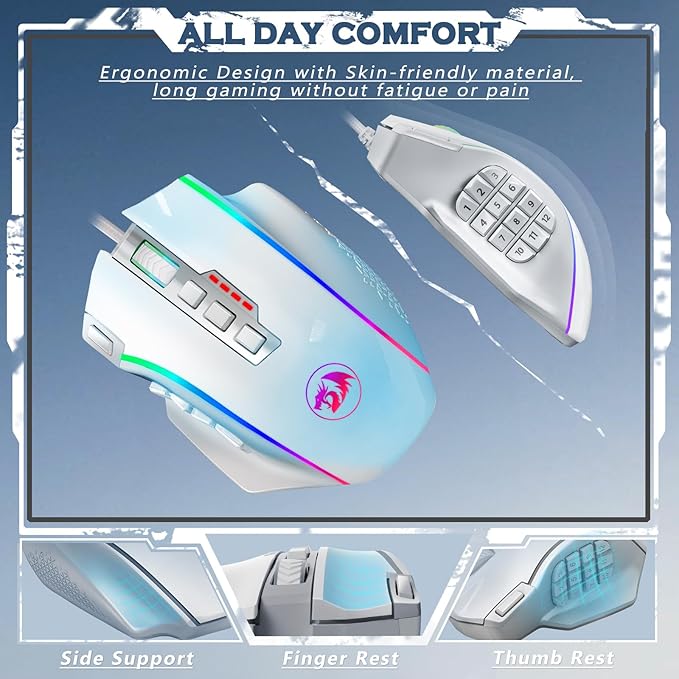 Redragon Gaming Mouse, MMO Gaming Mouse UP 12400 DPI, 19 Macro Programmable - Image 5