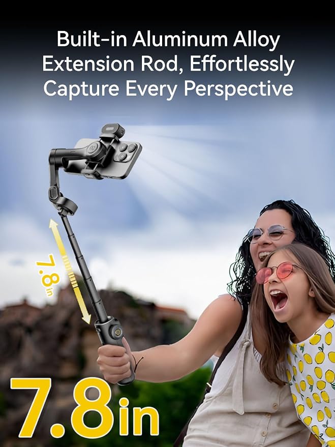 Gimbal Stabilizer for iPhone, Phone Gimbal w/RGB Magnetic Fill Light, Foldable - Image 5