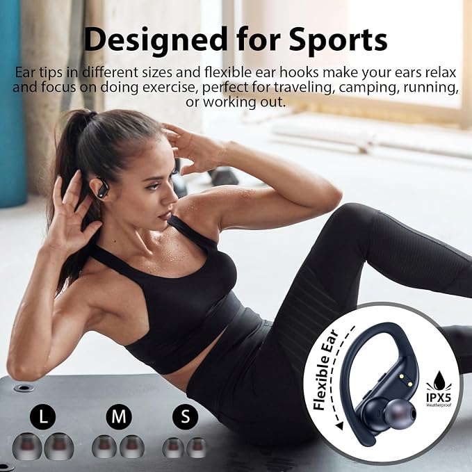 bmanl Wireless Earbuds Bluetooth Headphones 48hrs Play Back Sport Earphones - Image 6