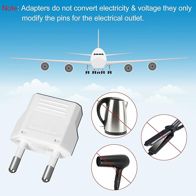 12 Pack White US to Europe Travel Adapter - Image 4