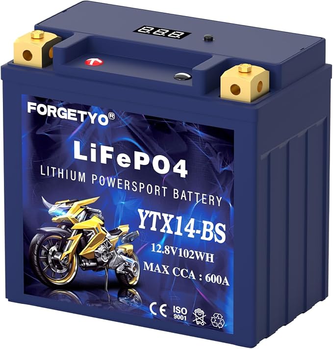 YTX14-BS Lithium Motorcycle Battery, ATV Battery 12V 8AH 600CCA Compatible - Image 9