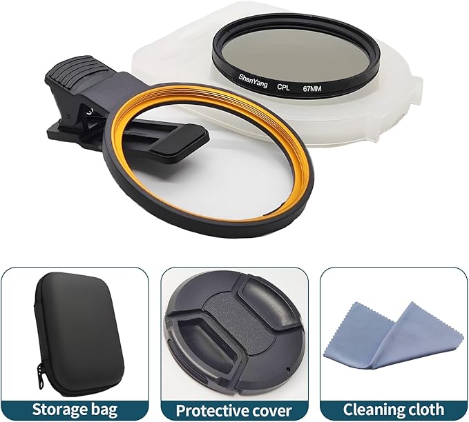 67mm Clip-on CPL Phone Camera Lens Filter, Polarized Camera Lens CPL Filter - Image 6