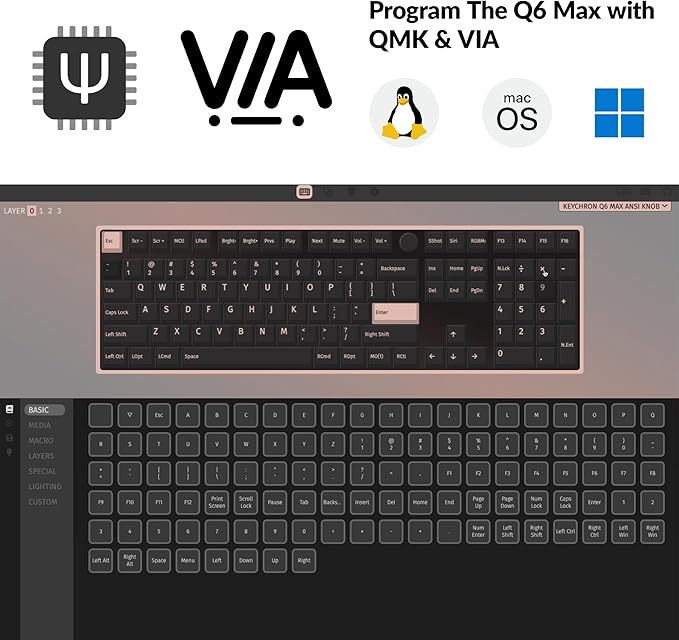 Keychron Q6 Max QMK/VIA Bluetooth Wireless /2.4 GHz/USB-C Wired Custom - Image 7