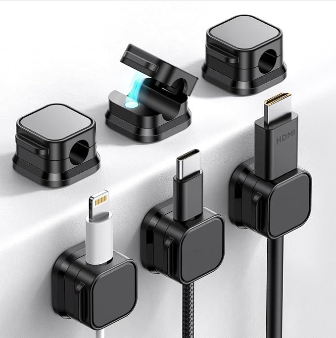 Generic 6 Pack Magnetic Cord Holder, Adhesive Wire Organizer, Under Desk Cable by Unknown