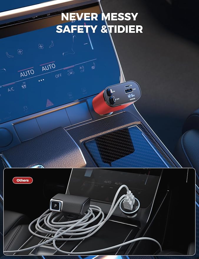 【Upgraded】 SUPERONE Retractable Car Charger 4 in 1, Fast Car Phone Charger - Image 7