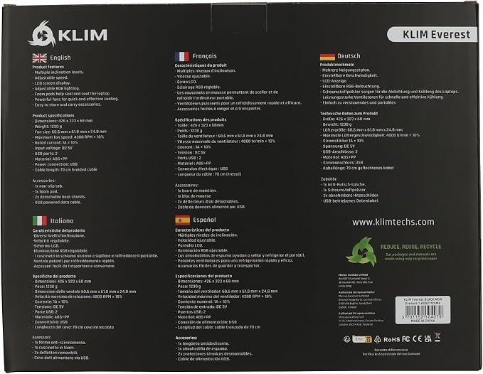 KLIM Everest Laptop Cooling Pad | New | Powerful Turbo-Fan 4300 RPM Laptop - Image 8