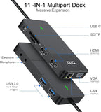 USB Docking Station GIQ USB C HUB USB 3.0 to Dual HDMI VGA Adapter Triple - Image 2