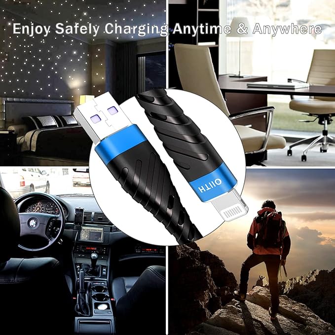 OIITH MFi Certified for iPhone Charger Cable 3 Pack 6 Ft, Long for Lightning - Image 7
