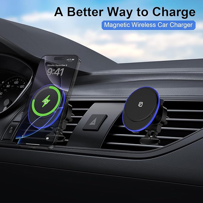 15W Magnetic Car Mount Wireless Charger - Image 6