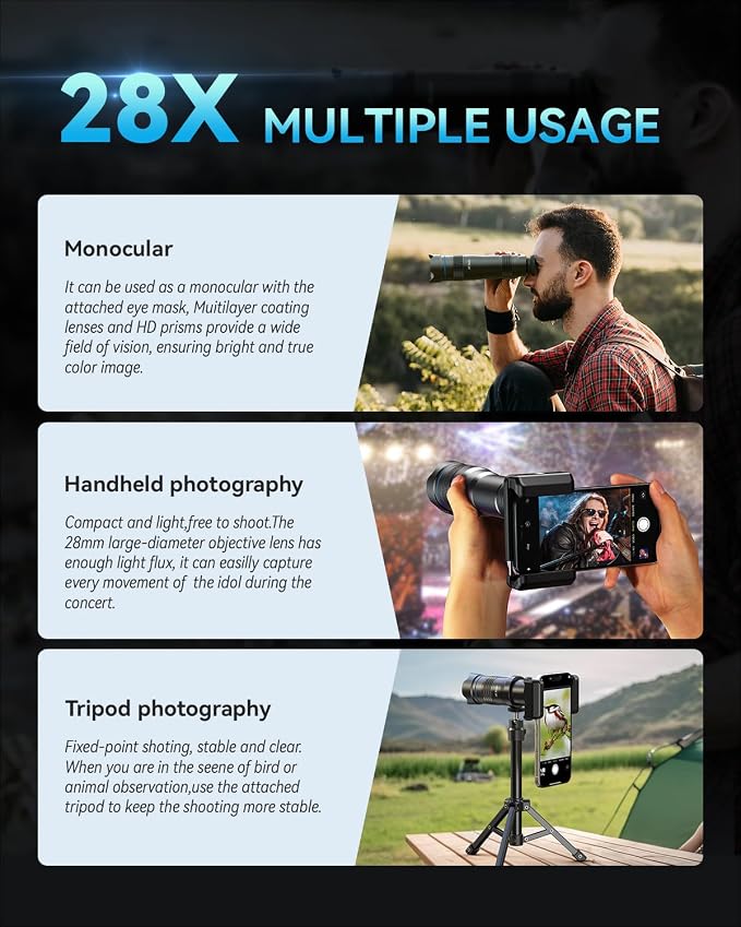 MIAO LAB 28X HD Telephoto Lens for iPhone Pro Max/Samsung/Android | High Power - Image 2