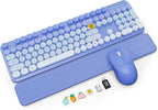 Wireless Keyboard and Mouse Combo, Magnetic Soft-Touch Wrist Rest, Round Keycaps by SABLUTE