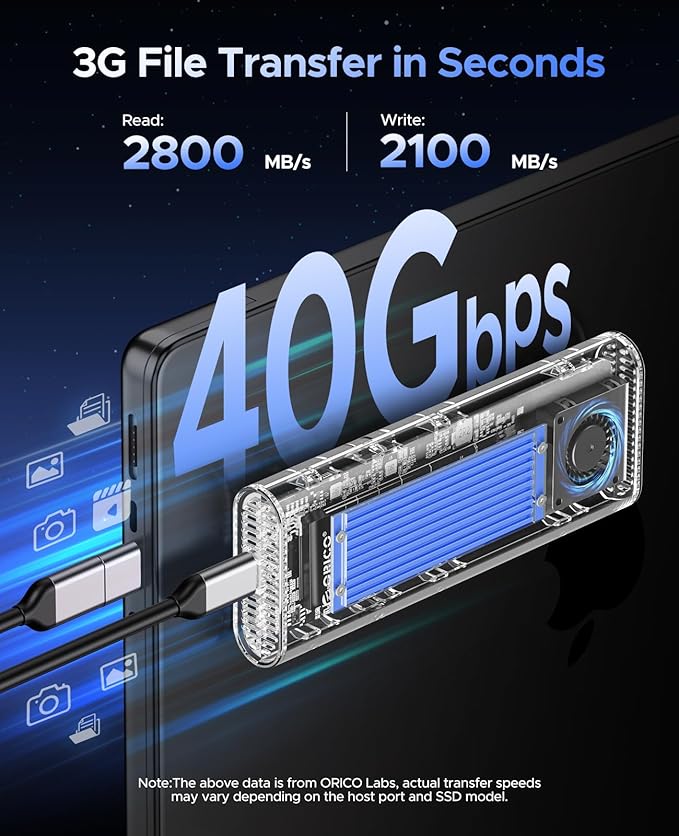 ORICO 40Gbps M.2 NVMe SSD Enclosure - Image 2