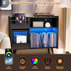 Large Record Player Stand with Sliding Door, 350 Vinyl Record Storage Cabinet - Image 4