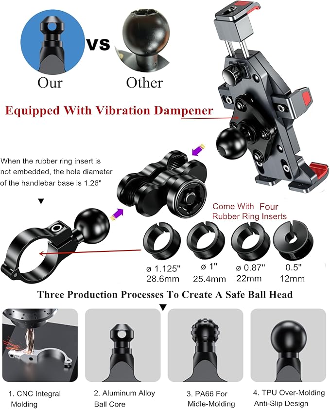 BRCOVAN Aluminum Alloy Motorcycle Phone Mount - Image 4