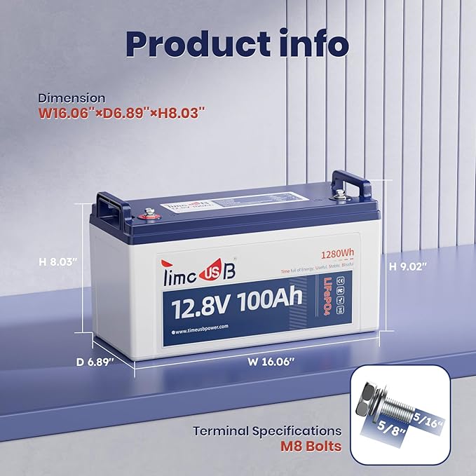 12V 100Ah LiFePO4 Battery, 4000+ Deep Cycle Lithium Battery, Built-in 100A BMS - Image 2
